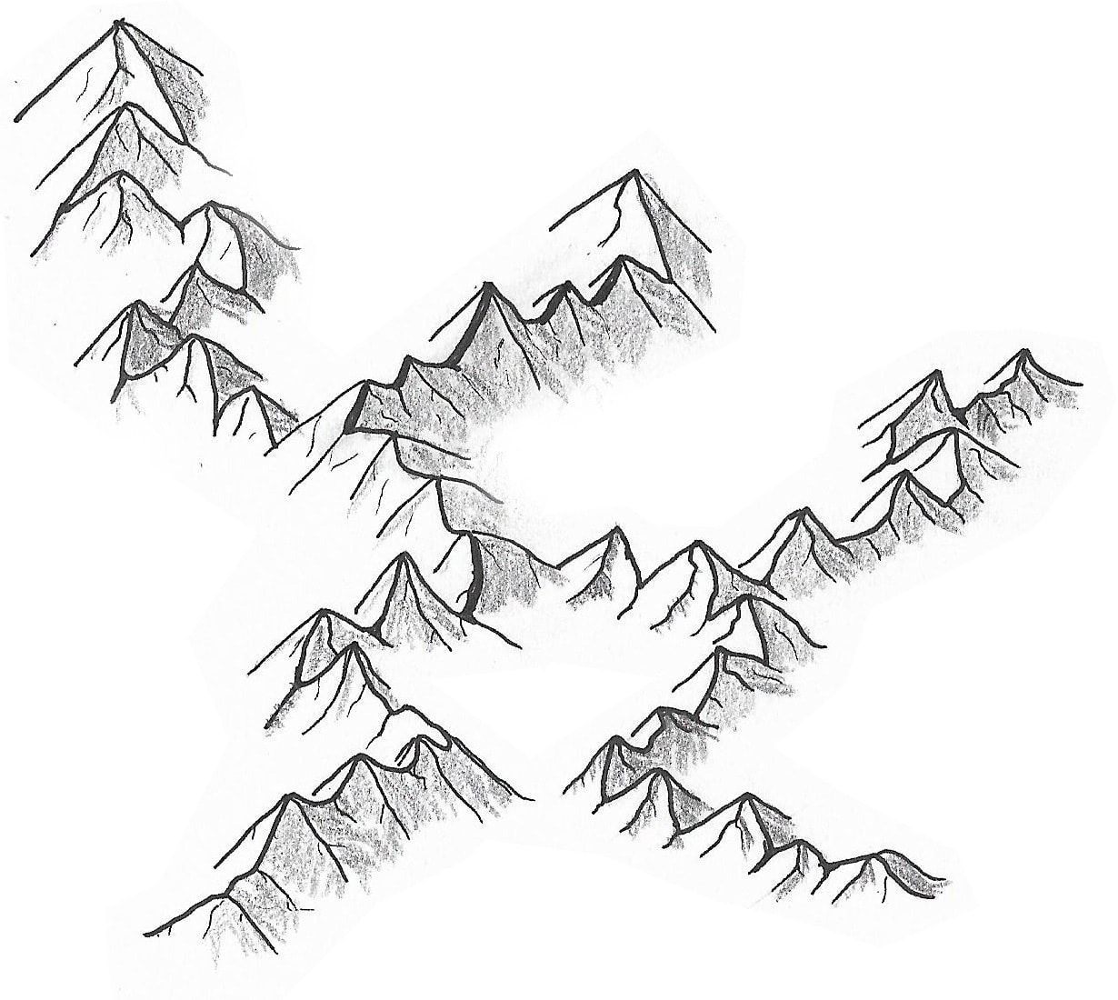 Легкие горы персонажи. Горы рисунок. Горы карандашом. Нарисовать горы. Рисунки гор для срисовки.